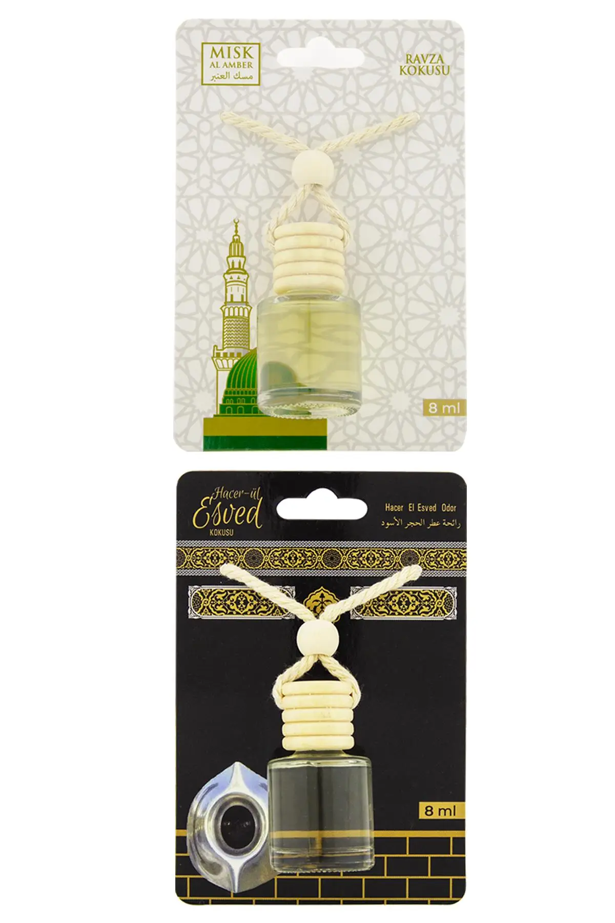 Medine Ravza Kokusu Ve Hacerül Esved Kokusu 8 Ml Araba Kokusu Cam Şişe